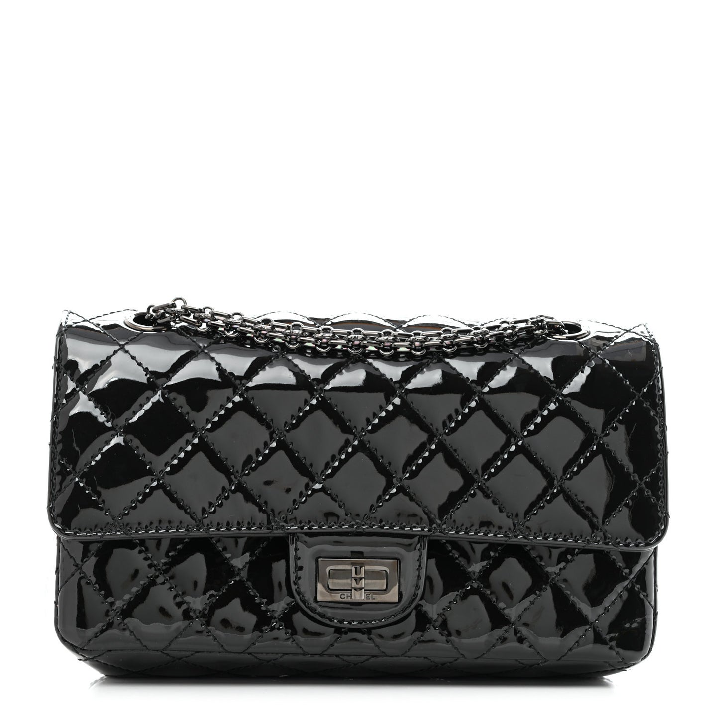 Patent Calfskin Quilted 2.55 Reissue 225 Flap So Black