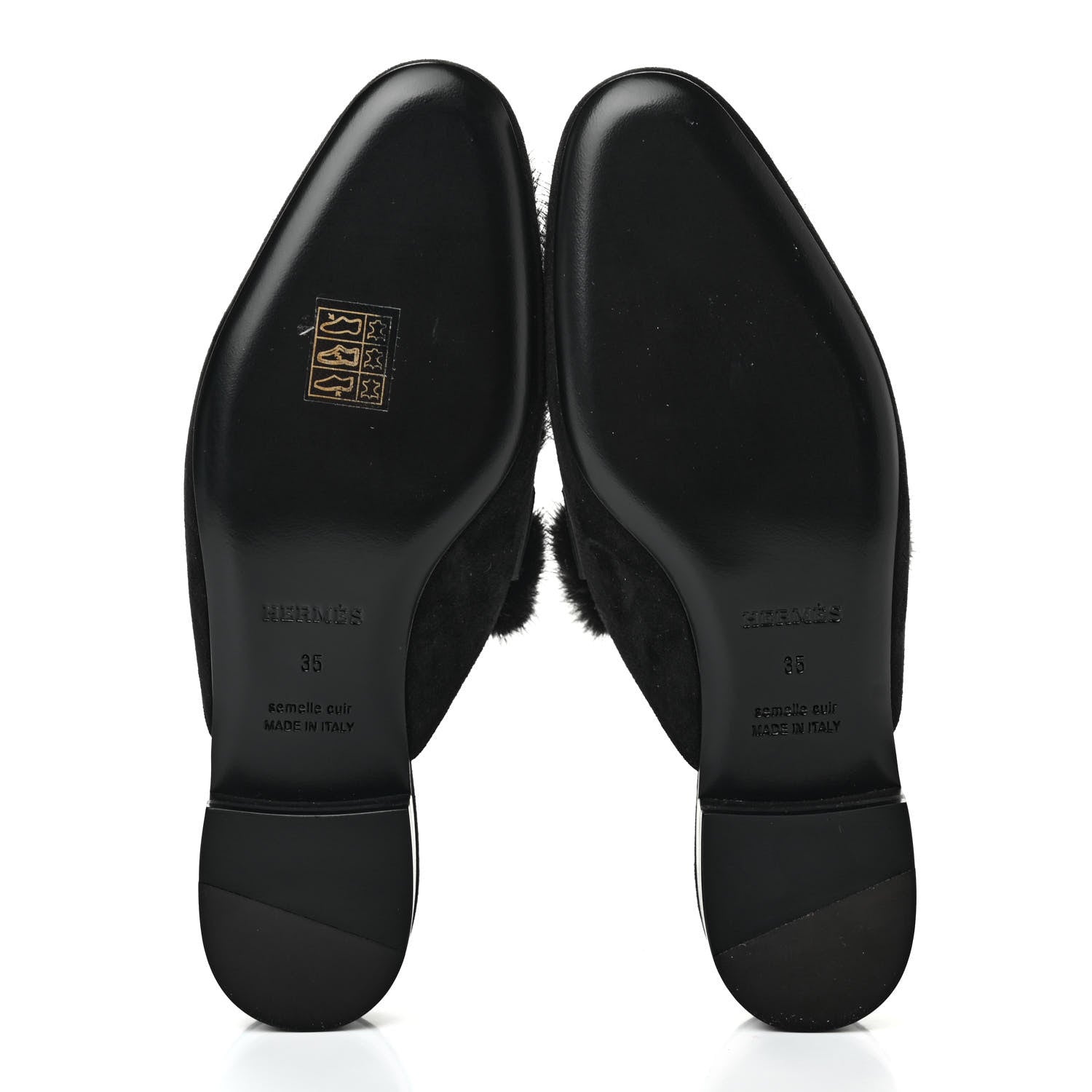 Hermes Mink Fur Suede Goatskin Trocadero Mule 35 Black 5 of 7