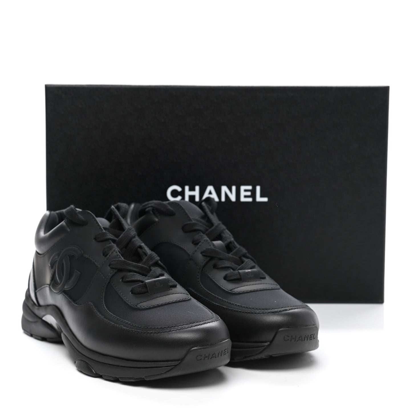 Calfskin Lambskin CC Sneakers 39 Black