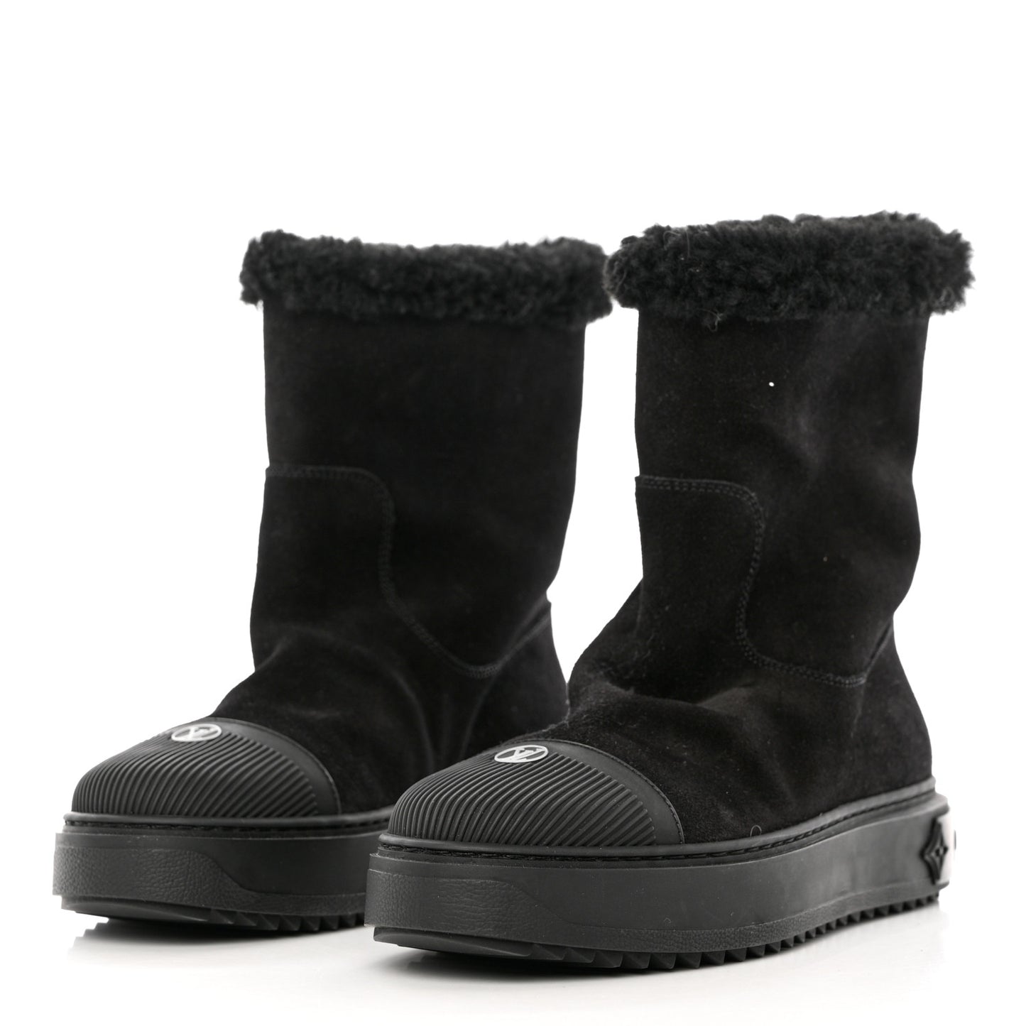 Suede Calfskin Monogram Breezy Flat Ankle Boots 36 Black