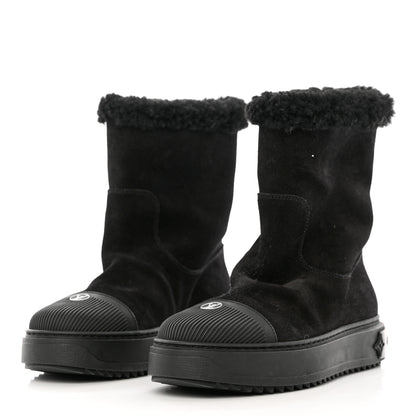 Louis Vuitton Suede Calfskin Monogram Breezy Flat Ankle Boots 36 Black 3 of 10