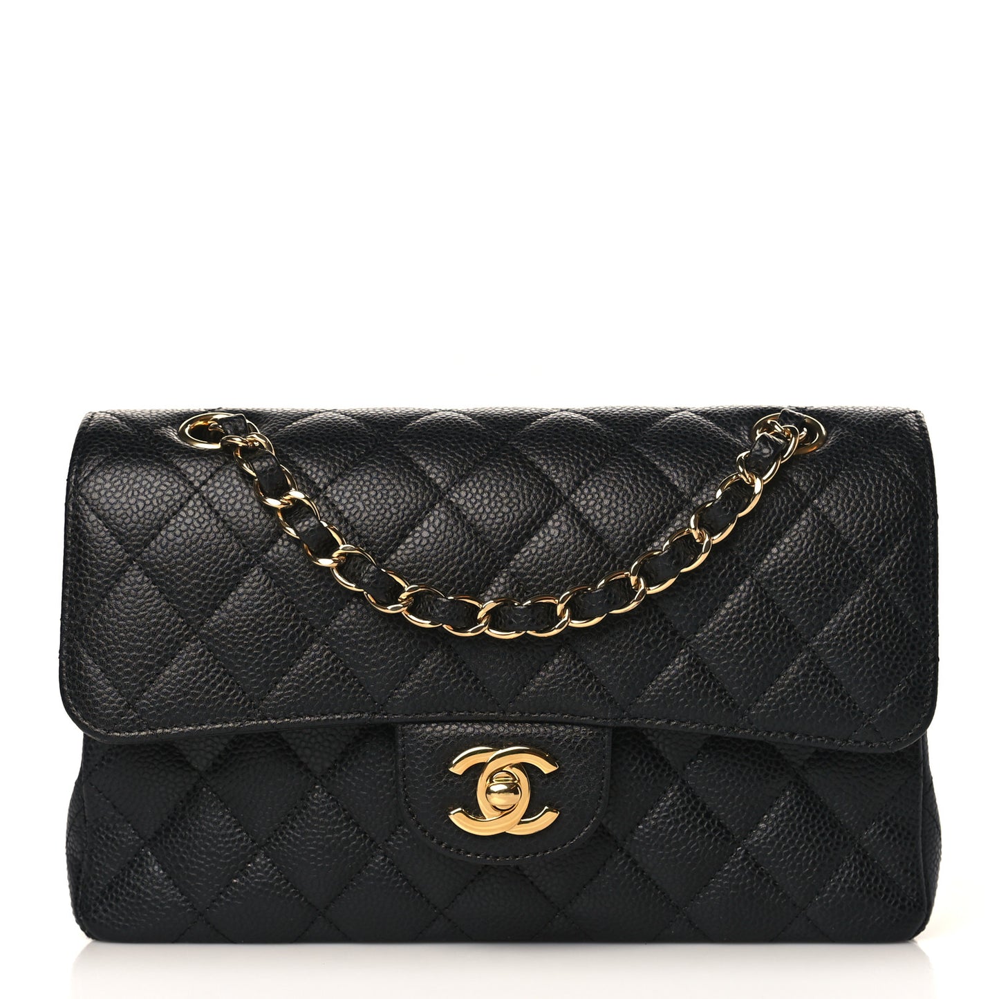 Caviar Quilted Small Double Flap Black