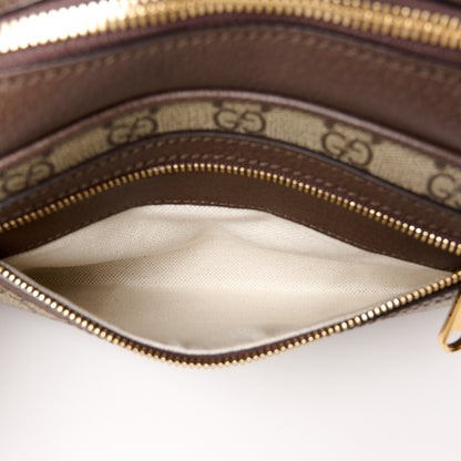 Gucci GG Supreme Monogram Textured Dollar Calfskin Web Studded Mini Ophidia Flap Shoulder Bag Beige Ebony New Acero 6 of 11