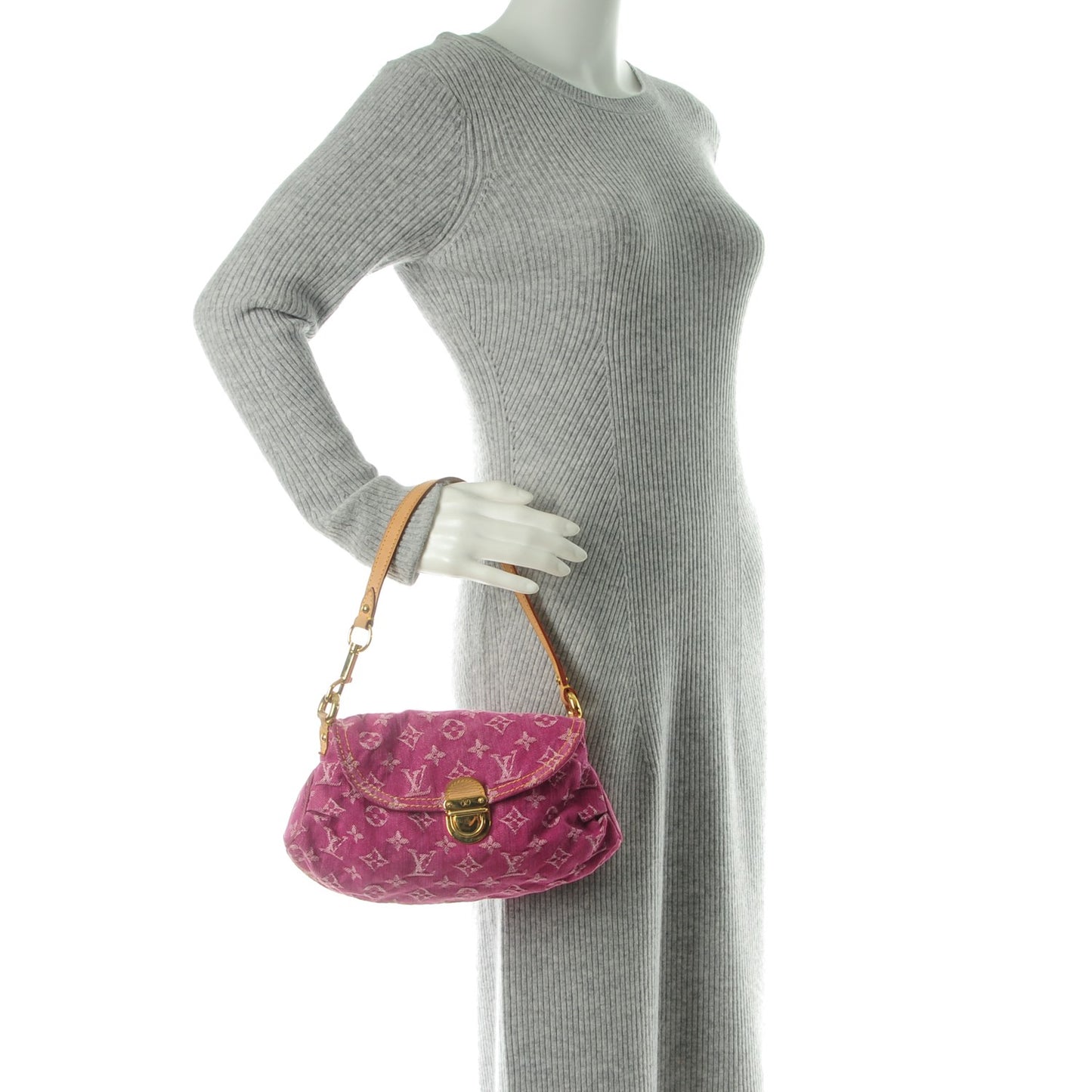 Monogram Denim Mini Pleaty Fuchsia