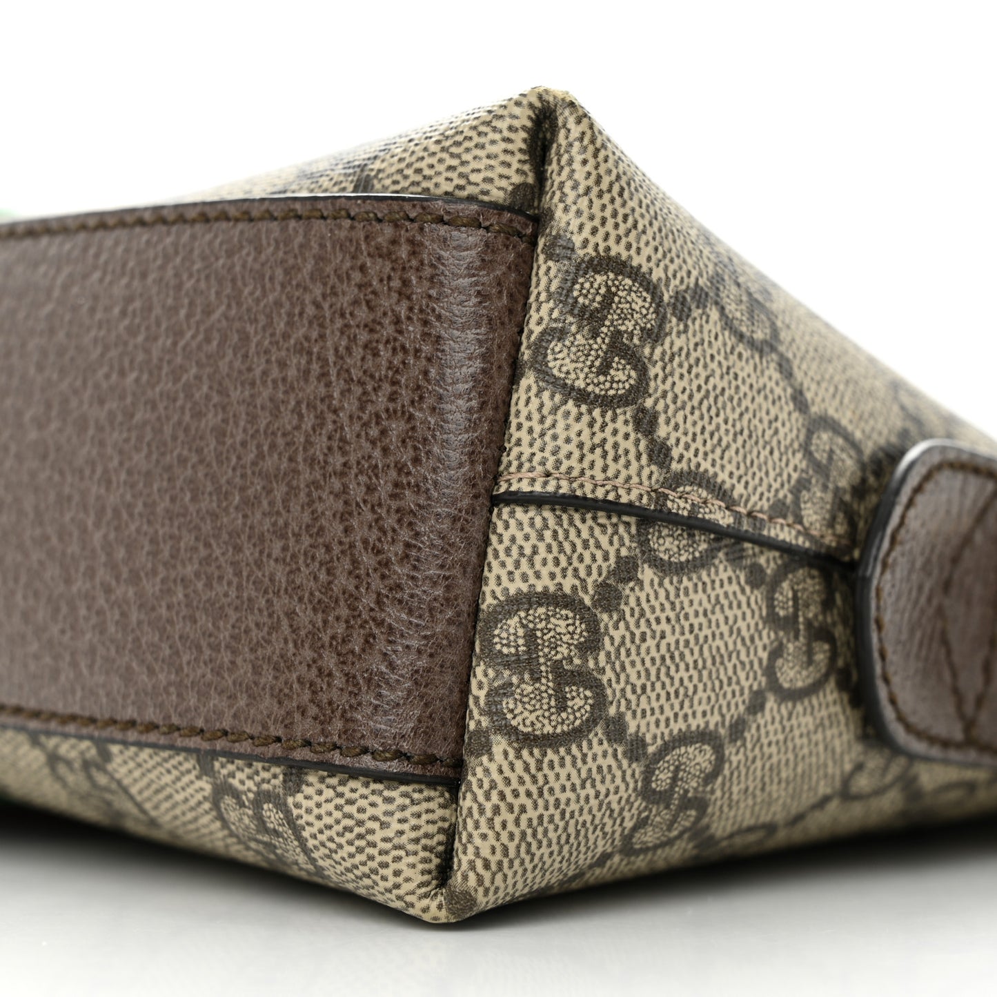 GG Supreme Monogram Textured Dollar Calfskin Web Small Ophidia Dome Shoulder Bag Beige Ebony New Acero