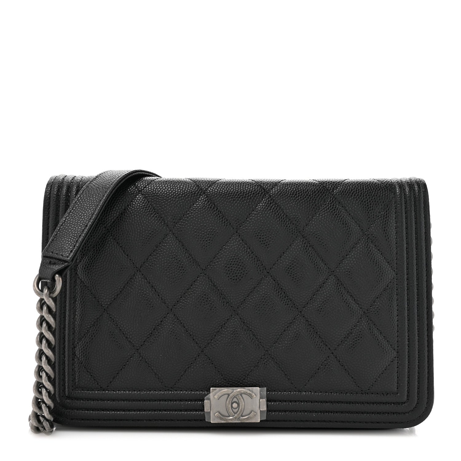 Chanel Caviar Quilted Boy Wallet On Chain WOC Black 1 of 12
