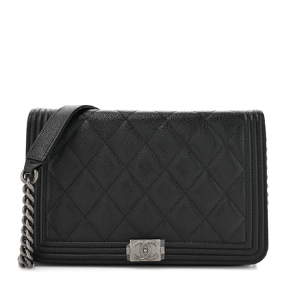 Chanel Caviar Quilted Boy Wallet On Chain WOC Black 1 of 12