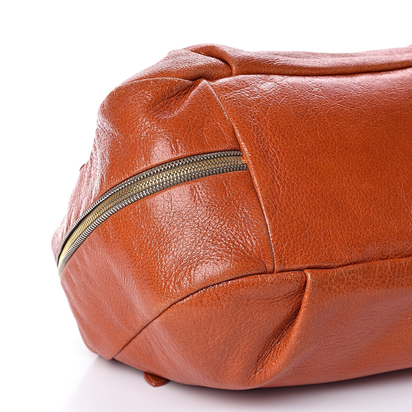 Vitello Daino Zip Hobo Orange
