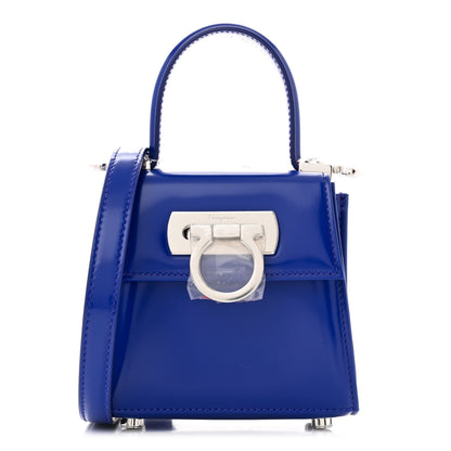 Salvatore Ferragamo Brushed Calfskin Micro Iconic Top Handle Bag Lapis Lazuli 1 of 9