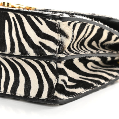 Miu Miu Pony Hair Zebra Print Confidential Logo Shoulder Bag Black White 9 of 9