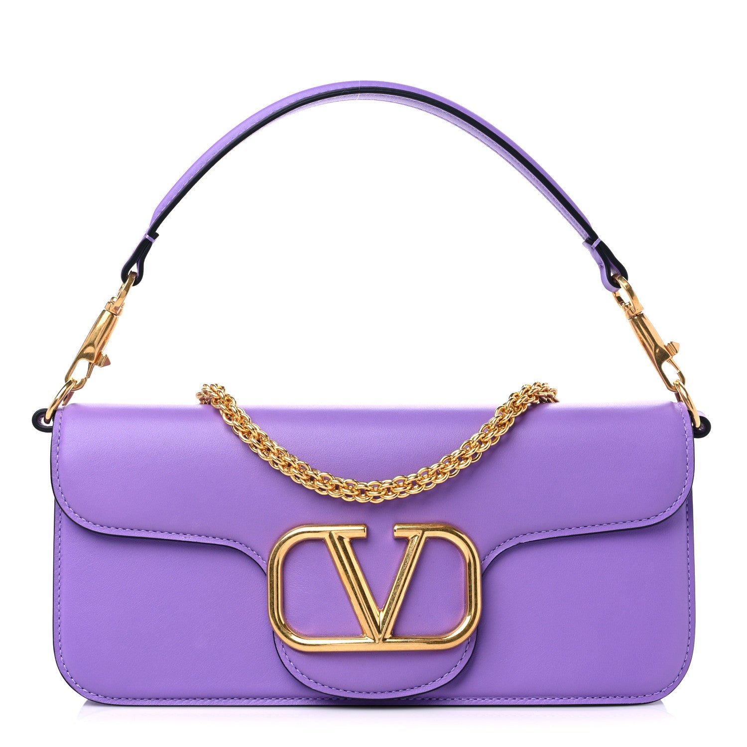Valentino Garavani Calfskin Vlogo Loco Shoulder Bag Glicine 1 of 9