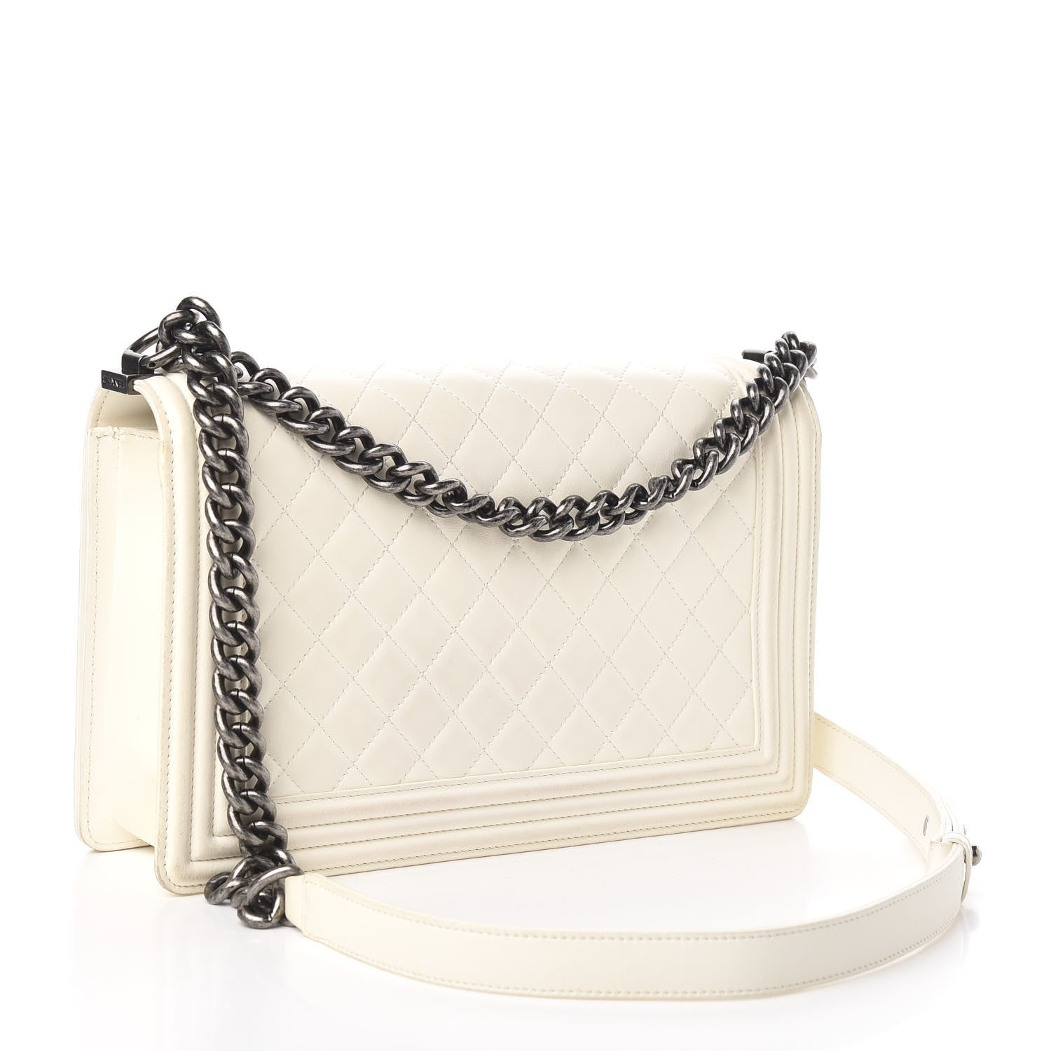 Chanel Calfskin Quilted New Medium Boy Flap White 3 of 10