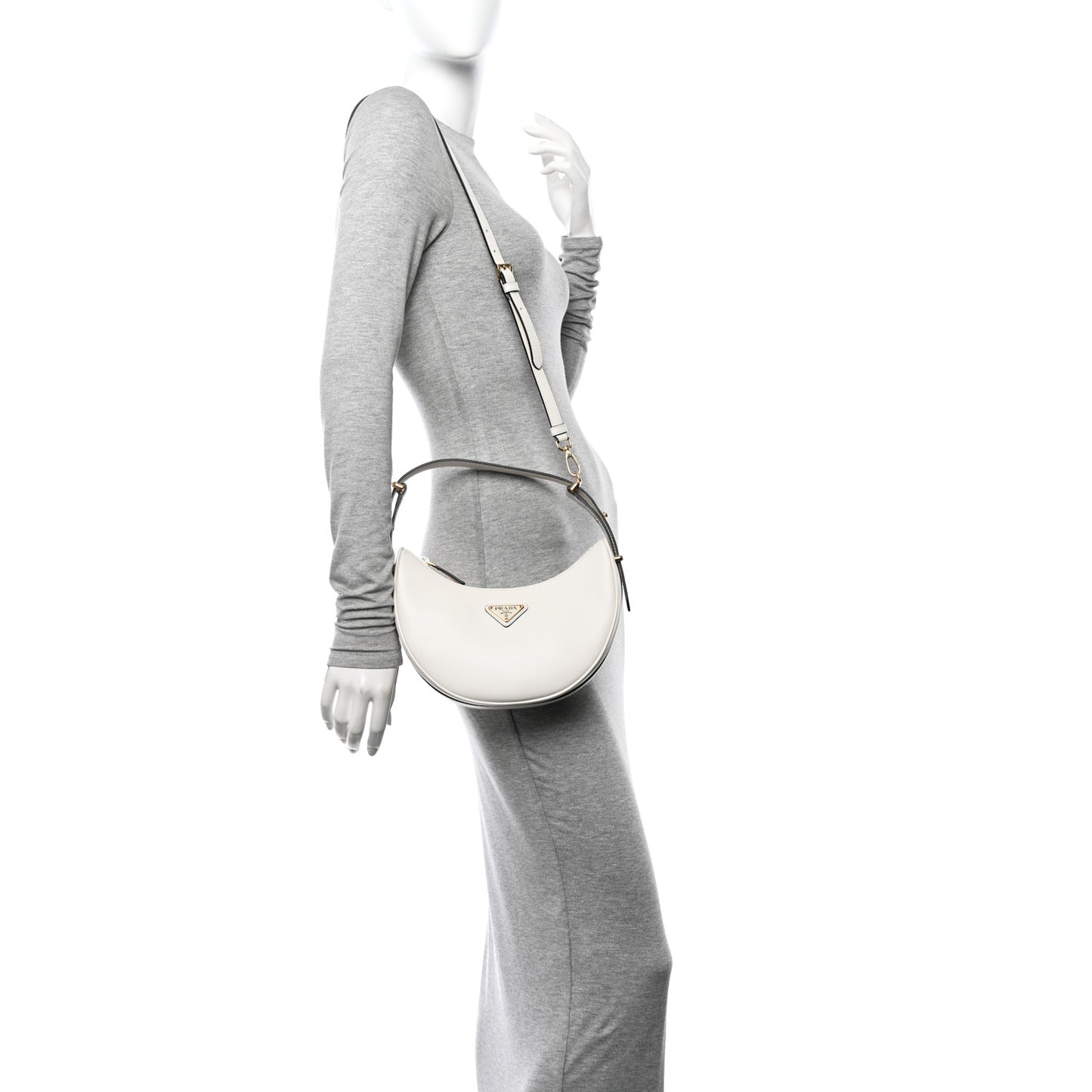 Soft Calfskin Arque Shoulder Bag White