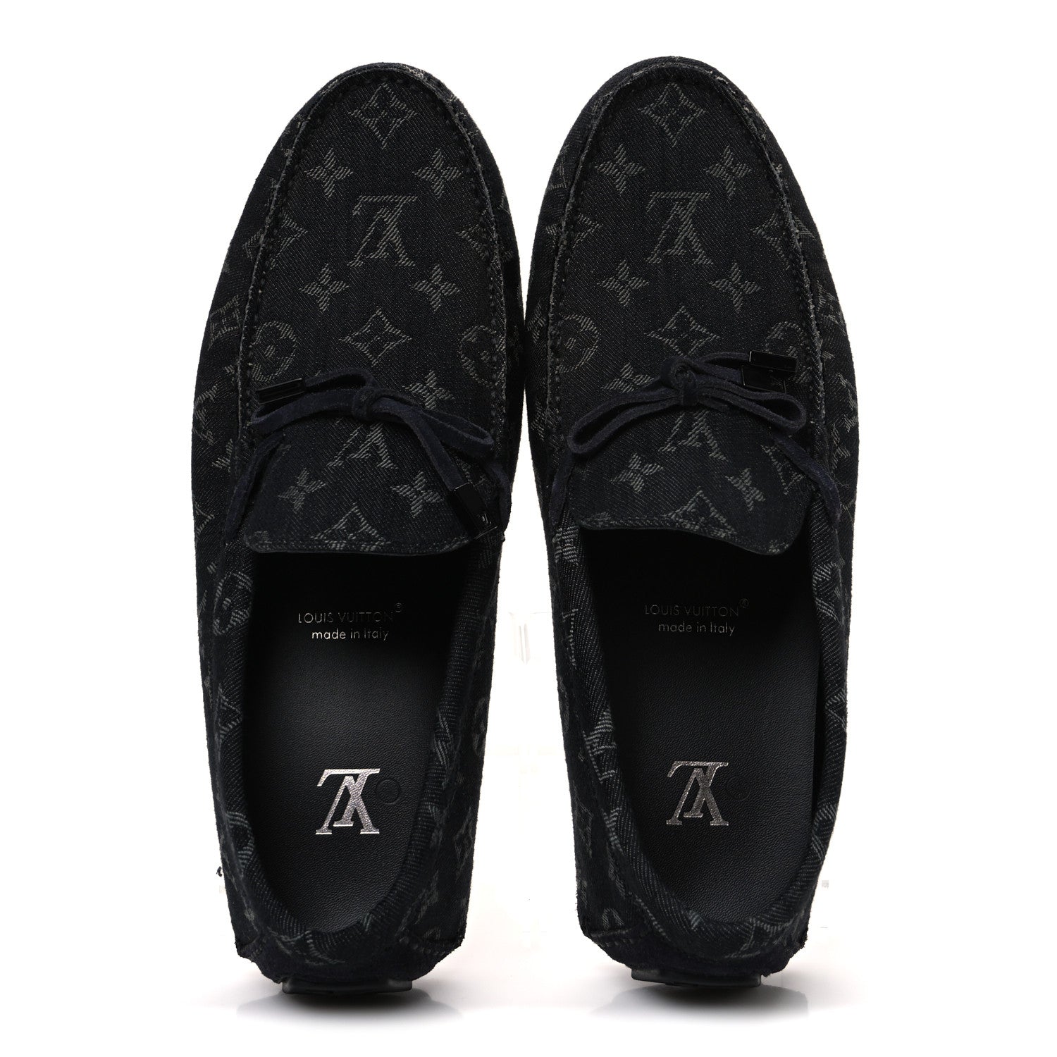 Louis Vuitton Monogram Denim Mens LV Driver Moccasin Loafers 8.5 Black 2 of 10
