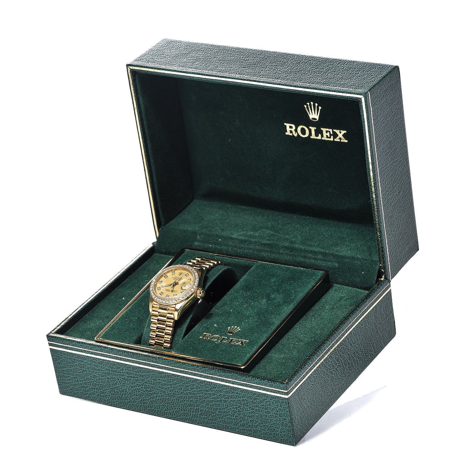 Rolex 18K Yellow Gold Diamond 26mm Datejust President Watch Champagne 69138 9 of 9