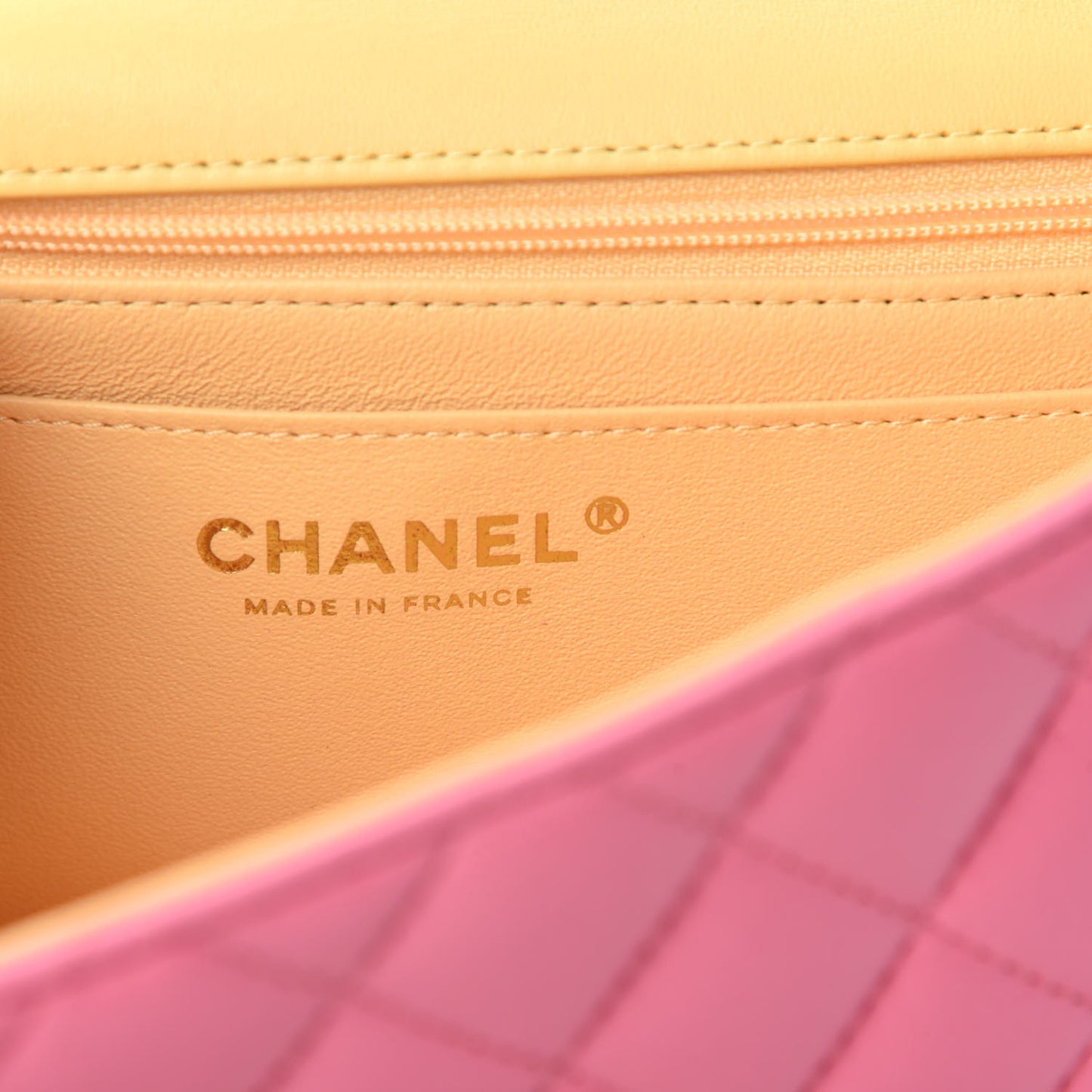 Lambskin Quilted Mini Rectangular Flap Pink Yellow