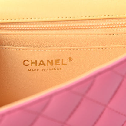 Chanel Lambskin Quilted Mini Rectangular Flap Pink Yellow 9 of 11