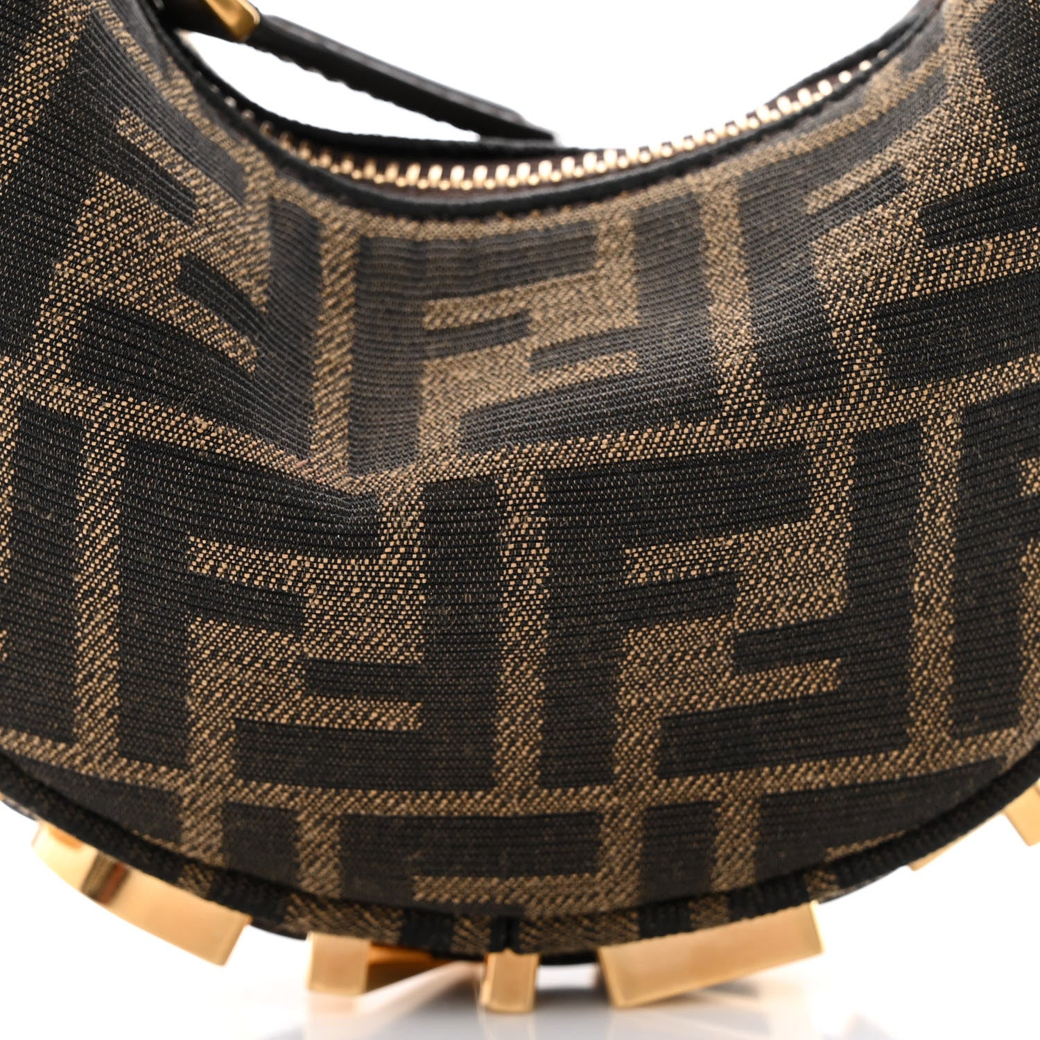 Fendi Fabric Jacquard FF 1974 Nano Fendigraphy Hobo Charm Tobacco Moro 8 of 10
