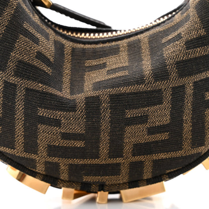 Fendi Fabric Jacquard FF 1974 Nano Fendigraphy Hobo Charm Tobacco Moro 8 of 10