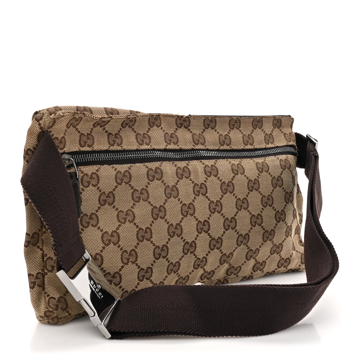 Gucci GG Monogram Double Pocket Belt Bag Dark Brown 3 of 13