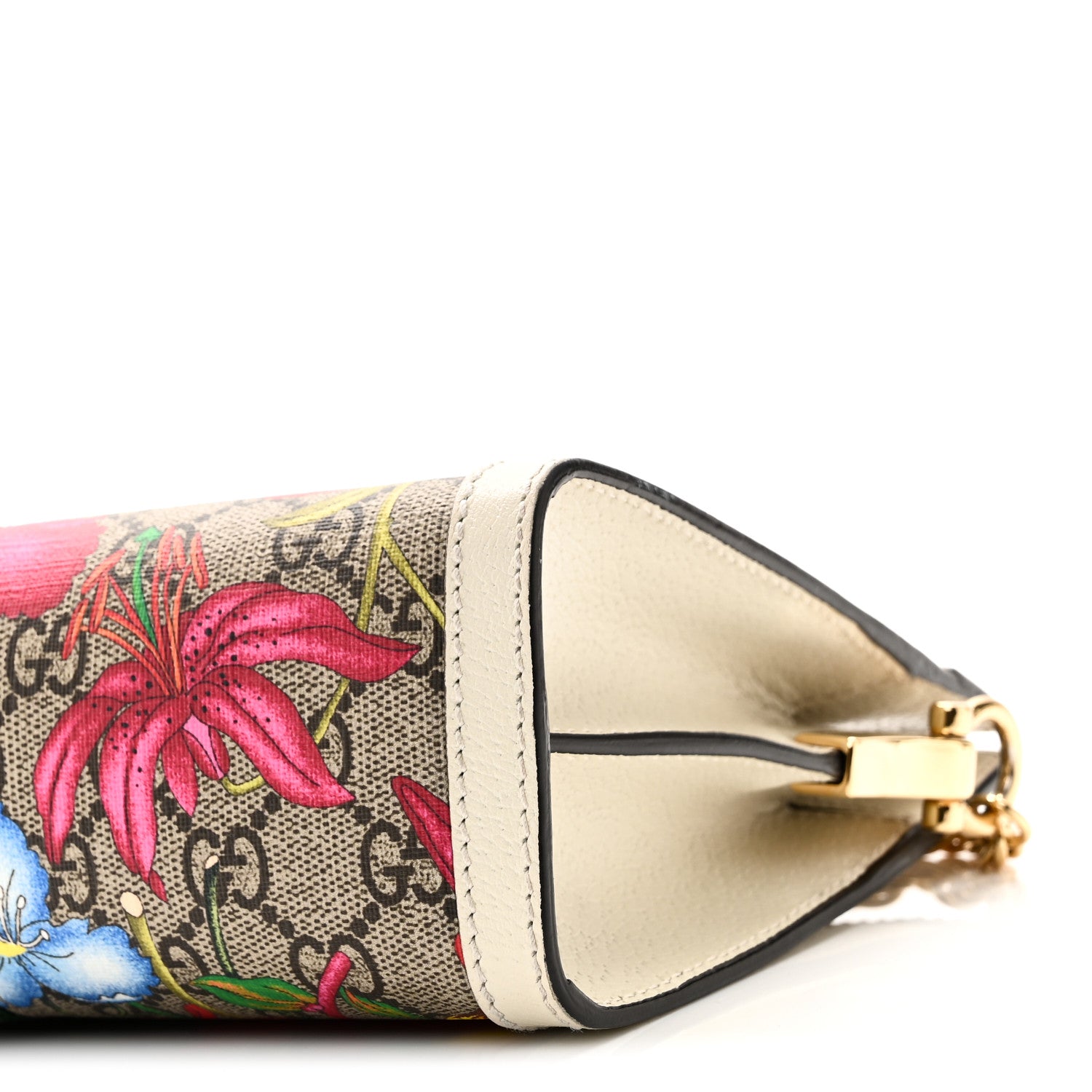 Gucci GG Supreme Monogram Flora Web Small Ophidia Chain Shoulder Bag White 11 of 12