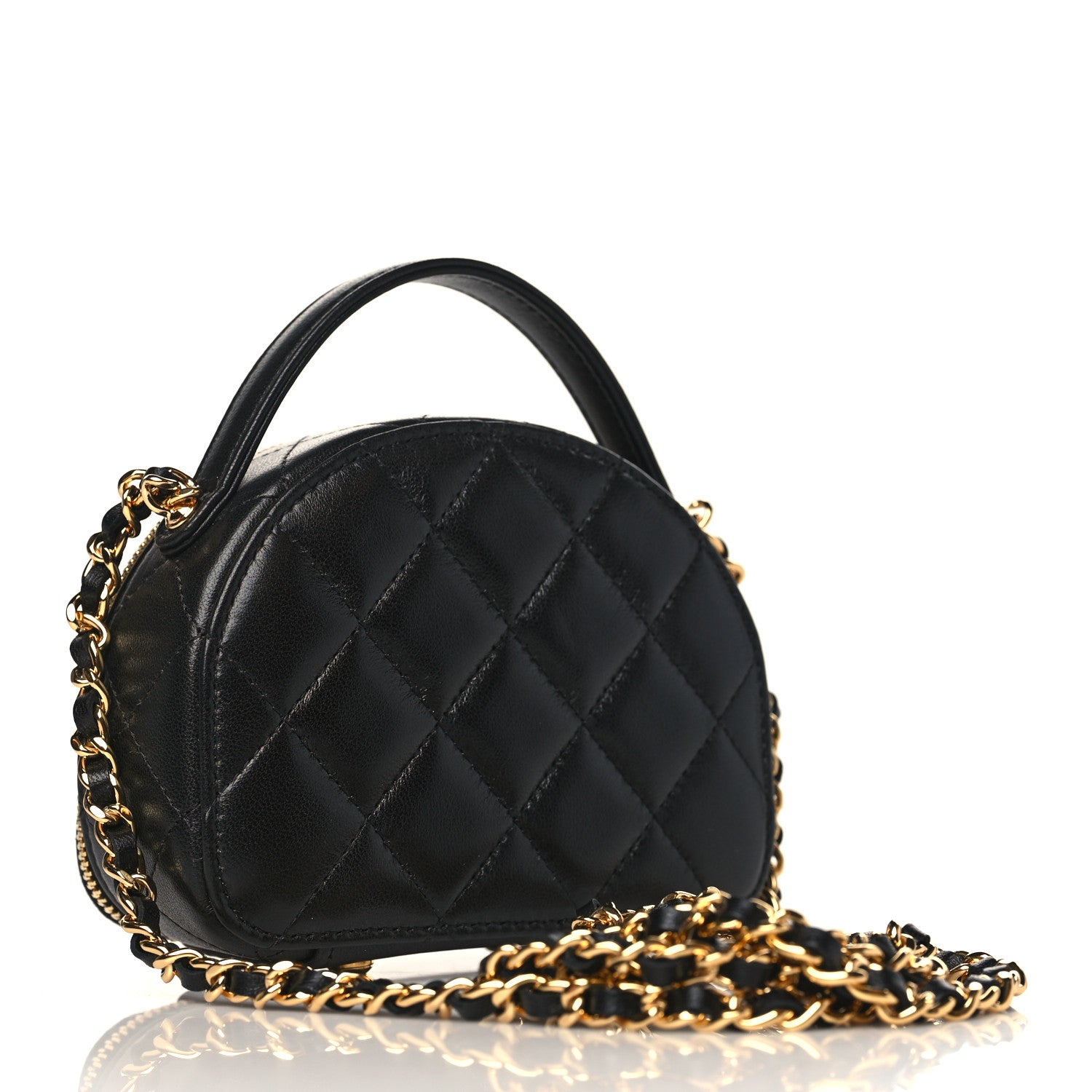 Chanel Lambskin Quilted Mini Chic Riviera Top Handle Vanity Case Black 2 of 9