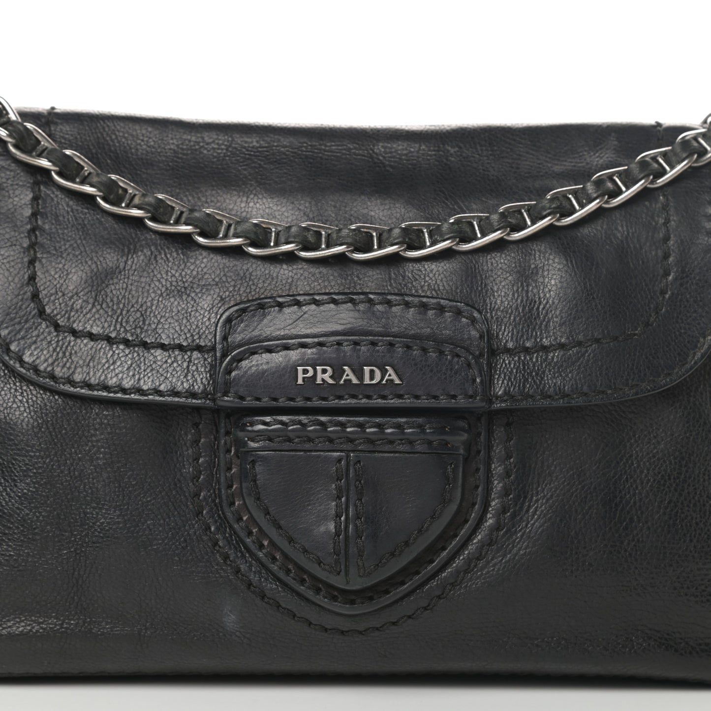 Vitello Shoulder Chain Bag Black