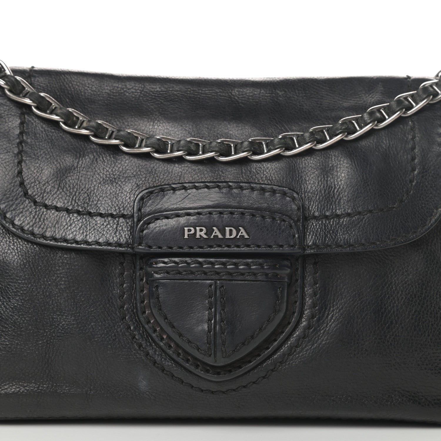 Prada Vitello Shoulder Chain Bag Black 9 of 16