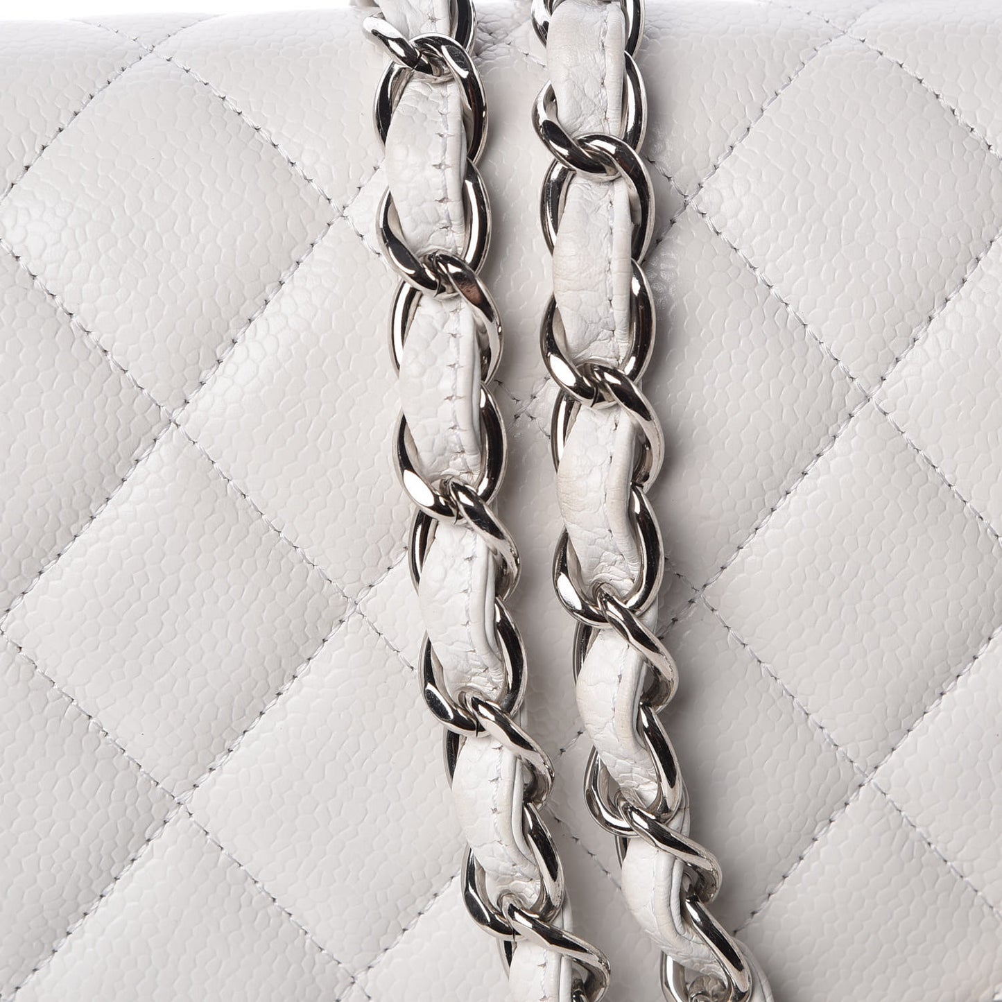 Caviar Quilted Jumbo Double Flap White