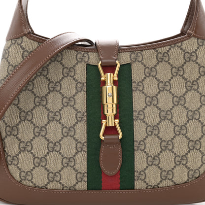 Gucci GG Supreme Monogram Azalea Calfskin Web Small Jackie 1961 Hobo Beige Ebony Brown Sugar 8 of 13