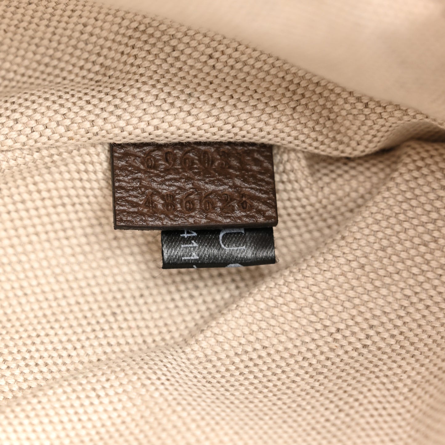 Monogram Jumbo GG Textured Dollar Calfskin Web Belt Bag Camel Ebony New Acero