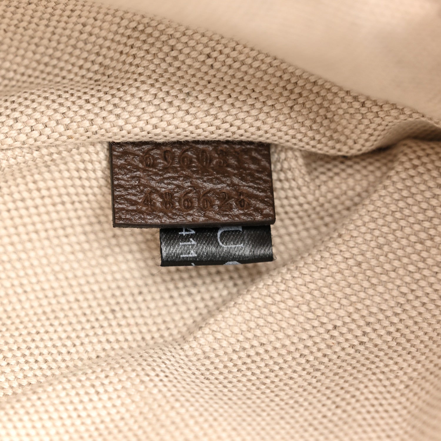 Gucci Monogram Jumbo GG Textured Dollar Calfskin Web Belt Bag Camel Ebony New Acero 7 of 10