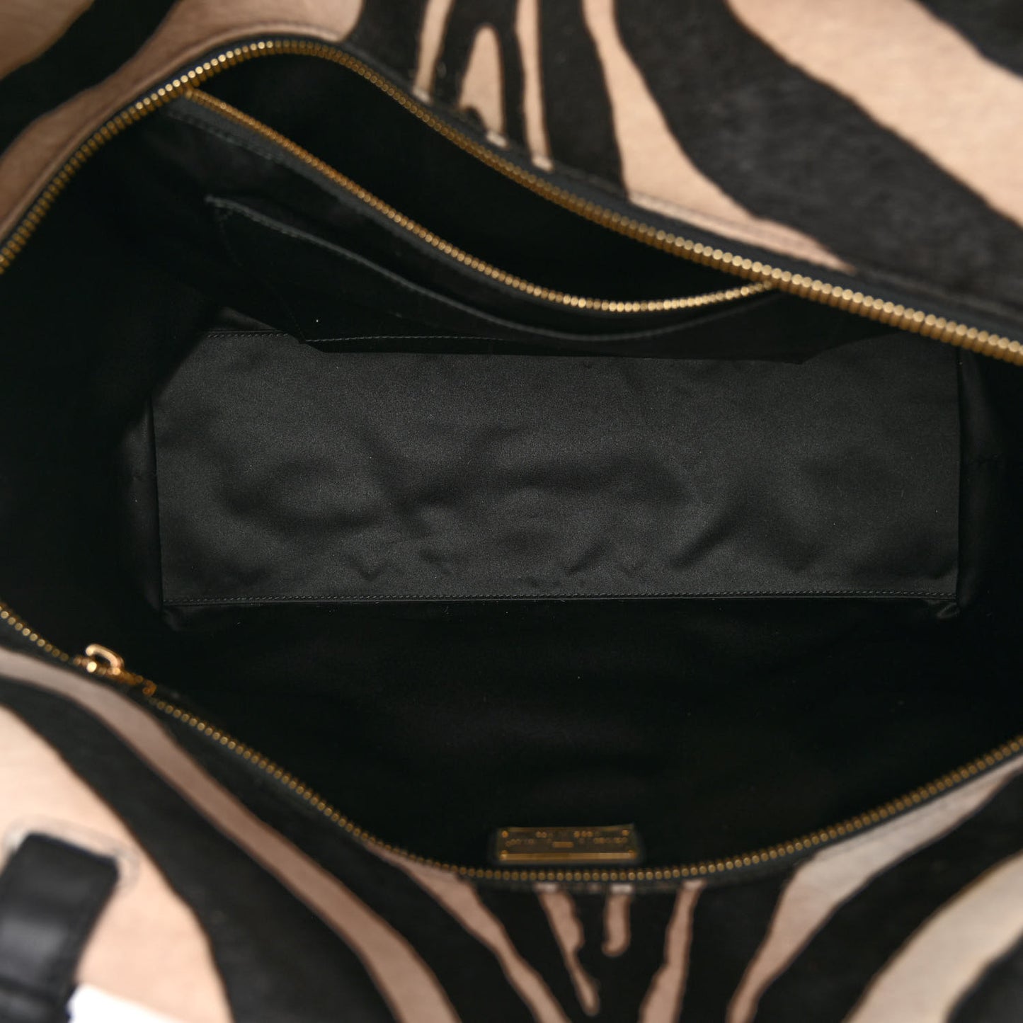 Calfskin Calf Hair Zebra Print Bitter Pocket Tote Black White
