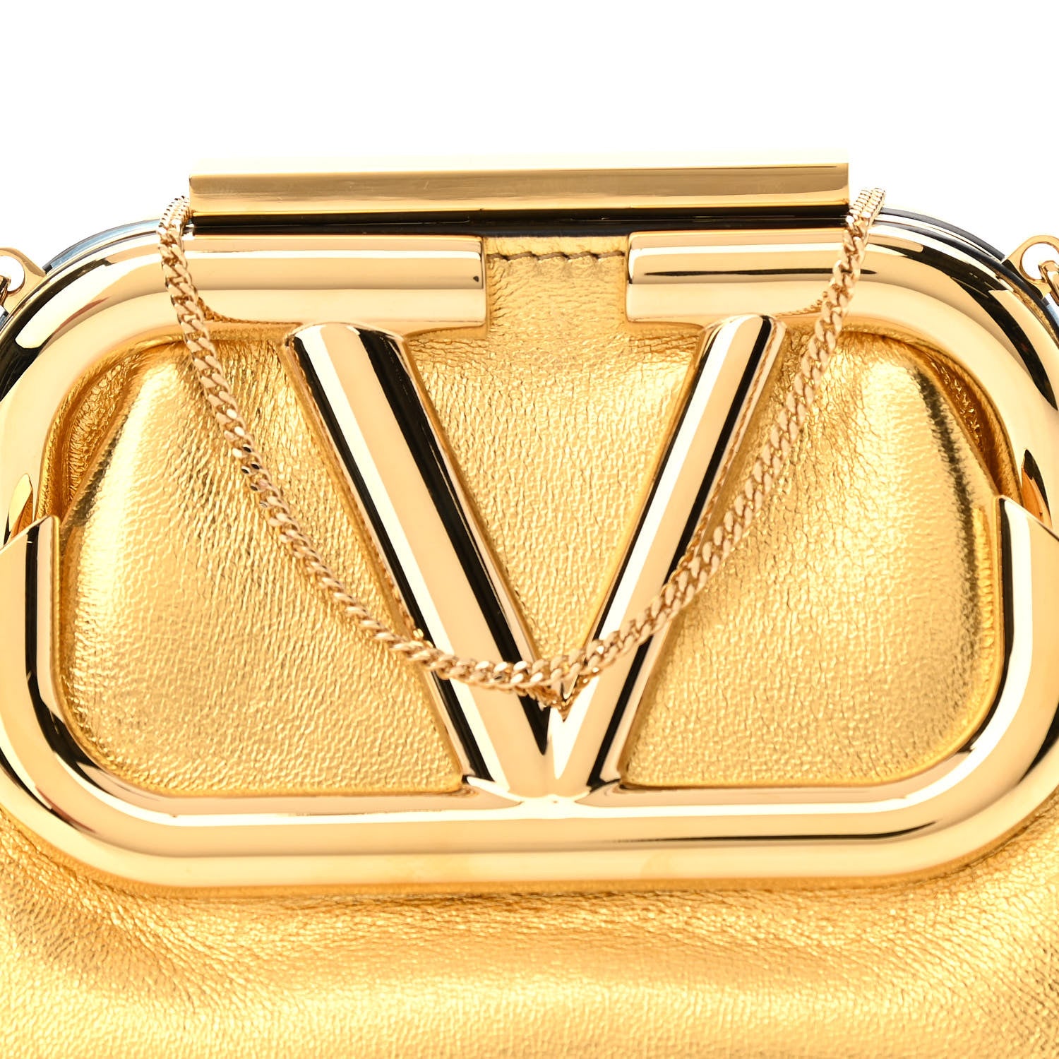 Valentino Garavani Metallic Calfskin Mini Supervee Clutch Soft Gold 7 of 9