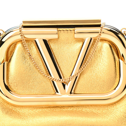 Valentino Garavani Metallic Calfskin Mini Supervee Clutch Soft Gold 7 of 9