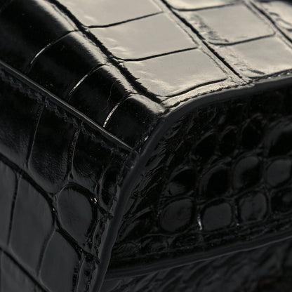 Balenciaga Shiny Supple Calfskin Crocodile Embossed Neo Classic Gold Hardware Super Nano City Crossbody Black 10 of 10