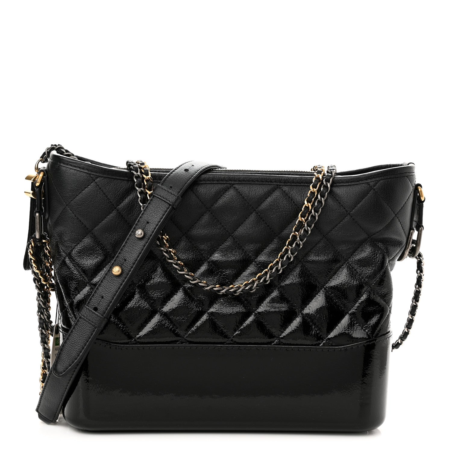 Chanel Patent Goatskin Quilted Medium Gabrielle Hobo Black 1 of 11