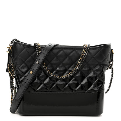 Chanel Patent Goatskin Quilted Medium Gabrielle Hobo Black 1 of 11