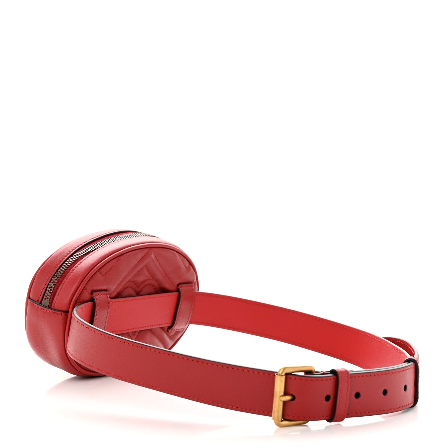 Gucci Calfskin Matelasse GG Marmont Belt Bag 95 38 Hibiscus Red 3 of 11