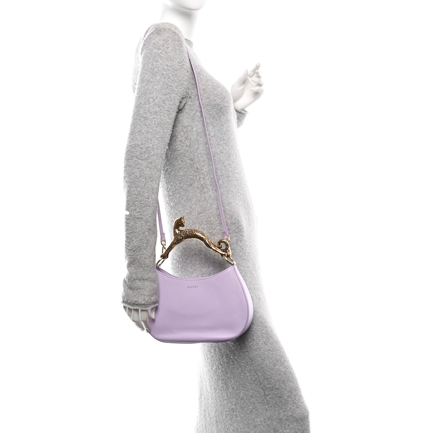 Lanvin Lambskin Cat Hobo Lilac 2 of 9