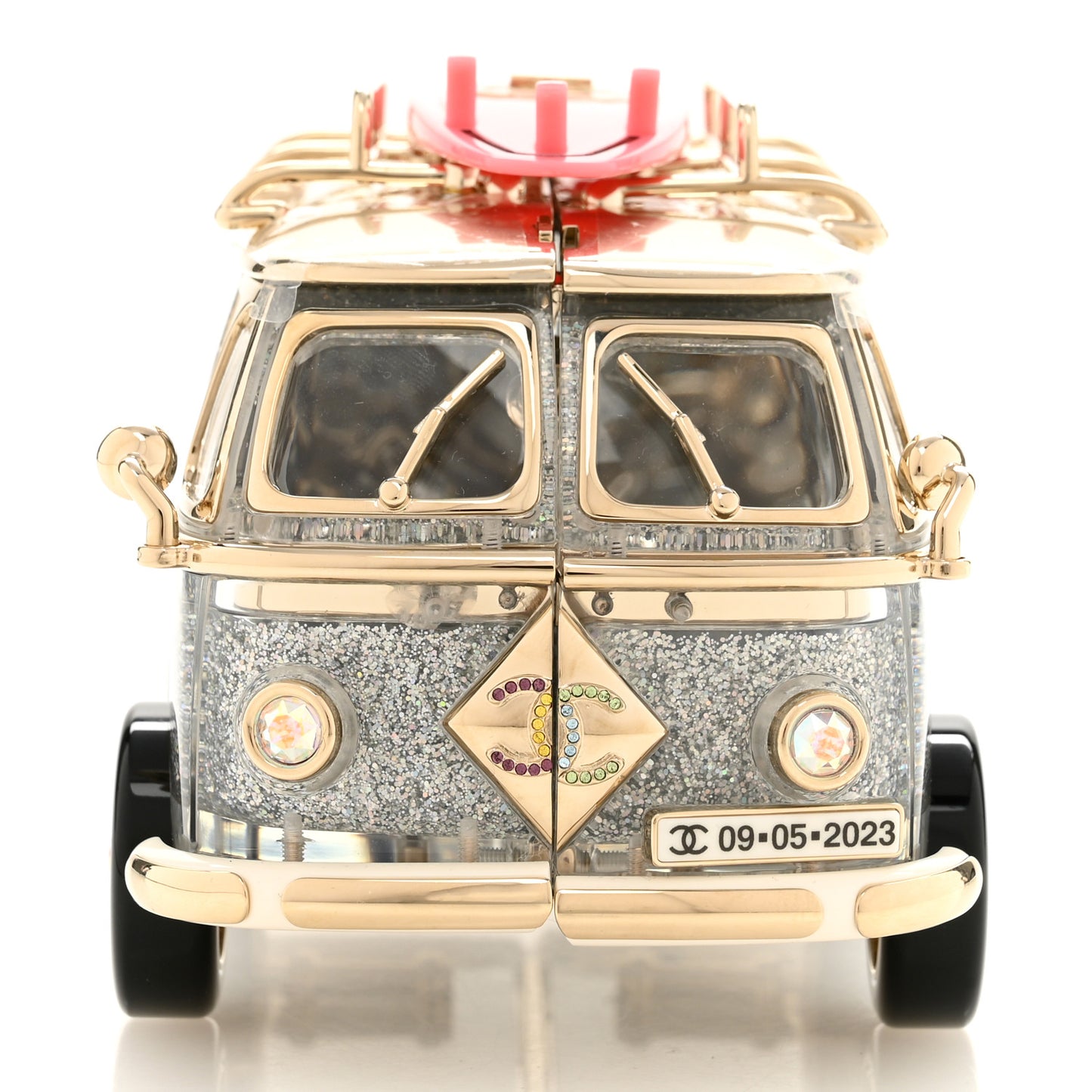 Plexiglass Crystal Glitter Los Angeles Mini Van Minaudiere Silver Gold Pink