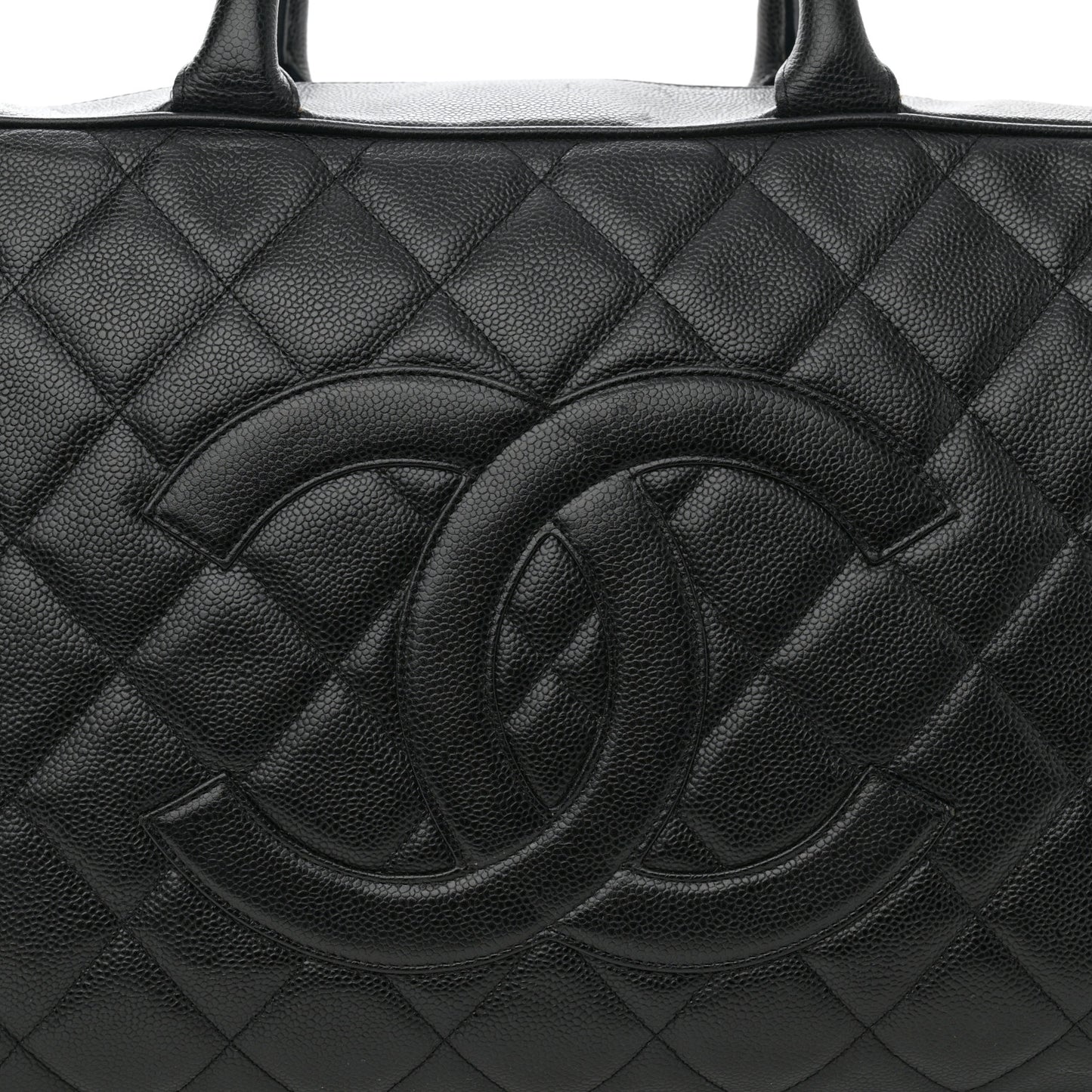 Caviar Quilted Large Bowler Black