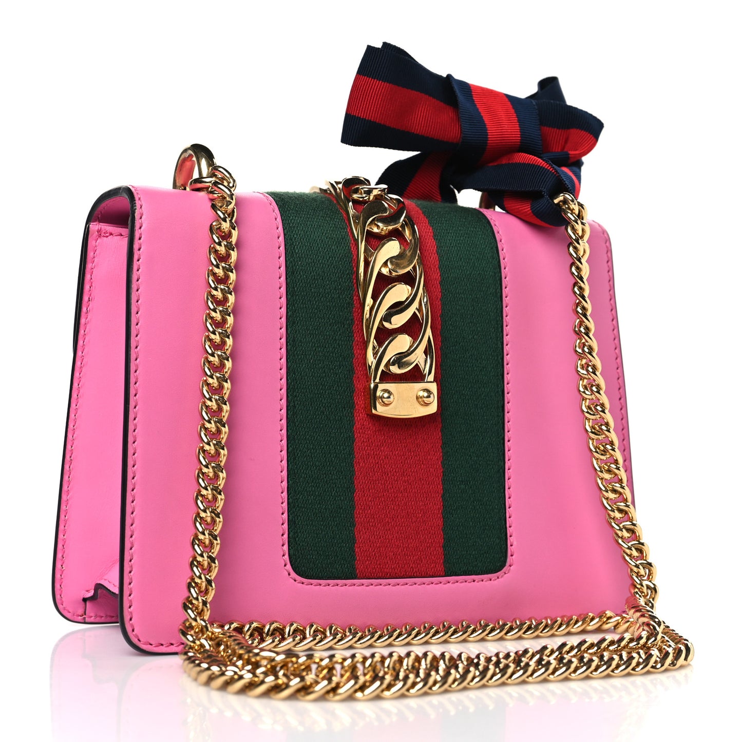Vitello Fontanella Web Mini Sylvie Chain Shoulder Bag Pink Tropical Flower