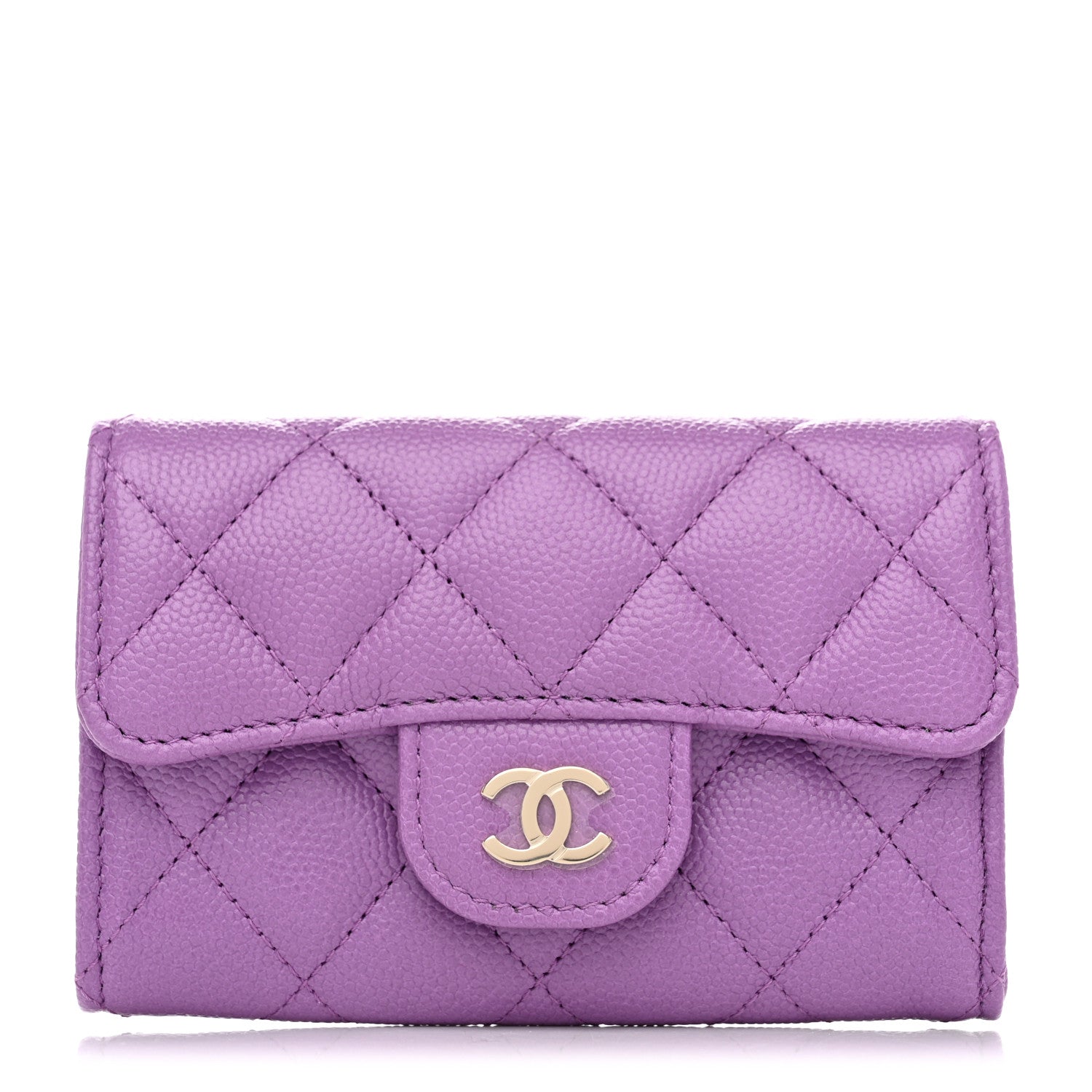 Chanel Caviar Quilted Flap Card Holder Wallet Purple 1 of 9