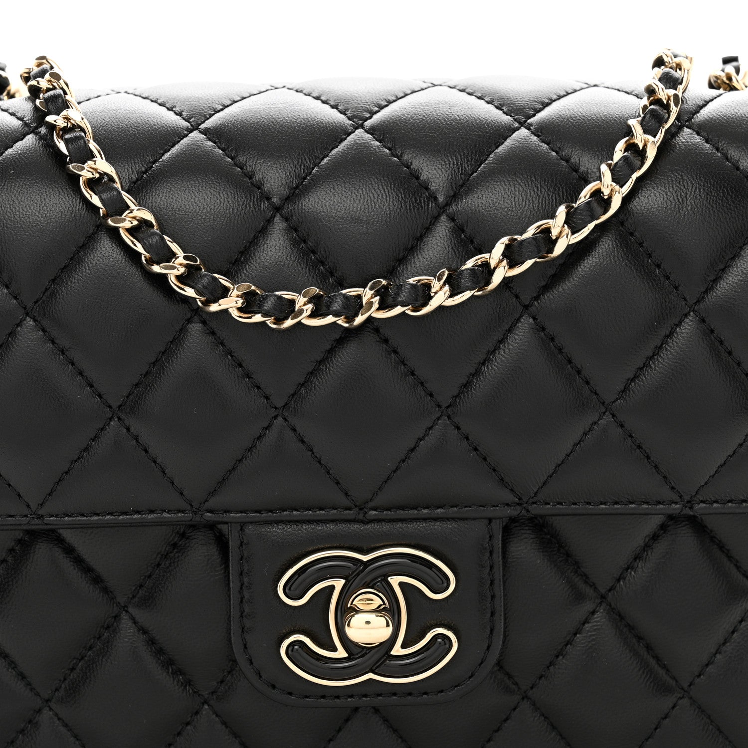 Chanel Lambskin Resin Quilted Mini Heart Square Flap Black 5 of 10