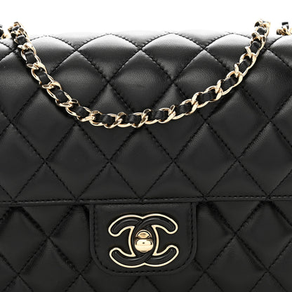 Chanel Lambskin Resin Quilted Mini Heart Square Flap Black 5 of 10
