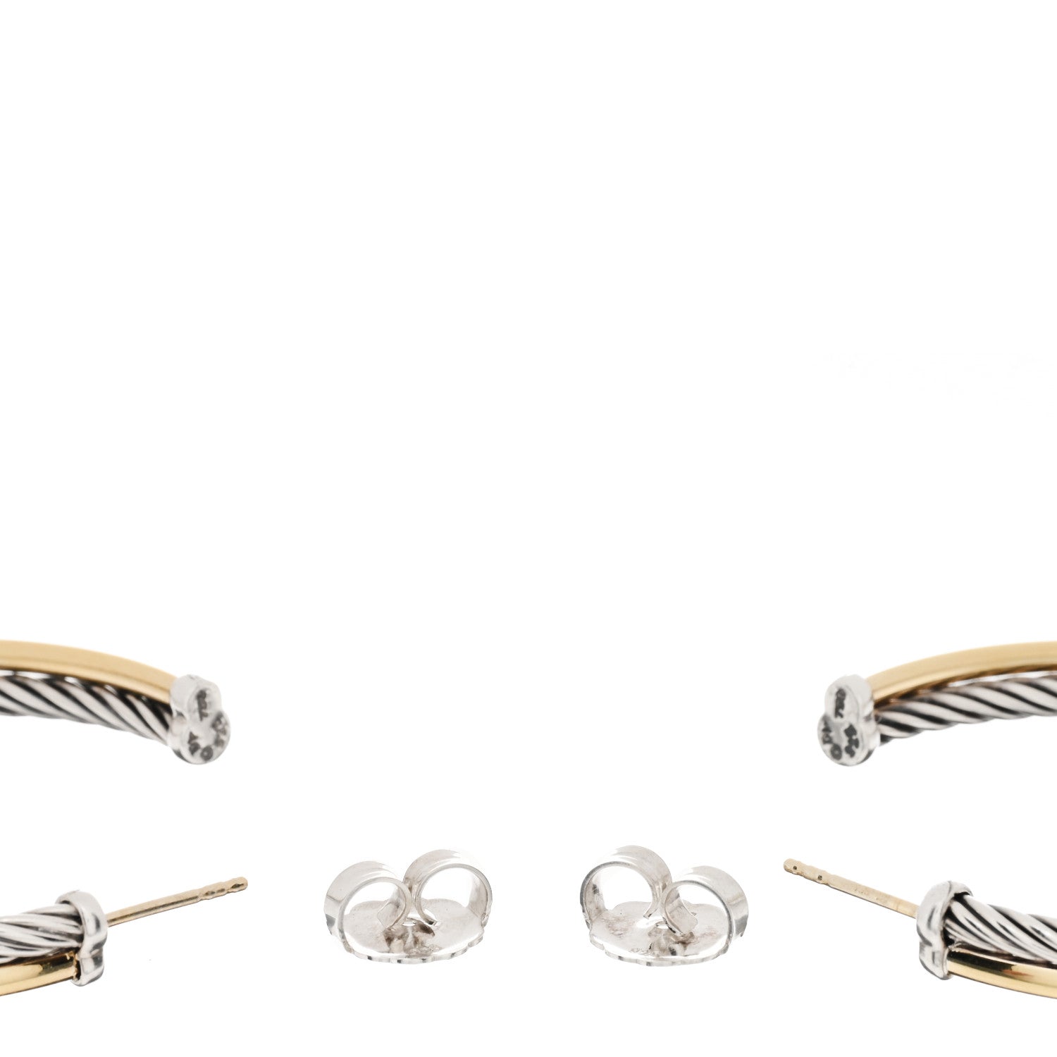 David Yurman Sterling Silver 18K Yellow Gold 44mm Extra Large Crossover Cable Hoop Earrings 3 of 4