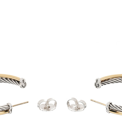 David Yurman Sterling Silver 18K Yellow Gold 44mm Extra Large Crossover Cable Hoop Earrings 3 of 4