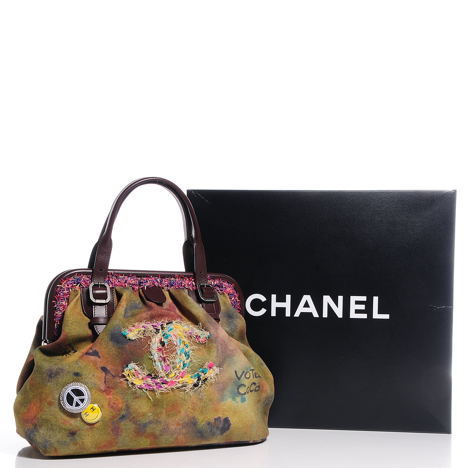 Chanel Washed Toile Graffiti On The Pavements Bowler Khaki Multicolor 5 of 9