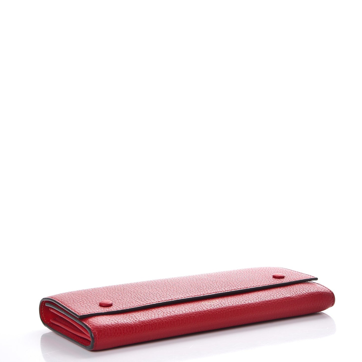 Drummed Calfskin Large Multifunction Flap Wallet Coquelicot